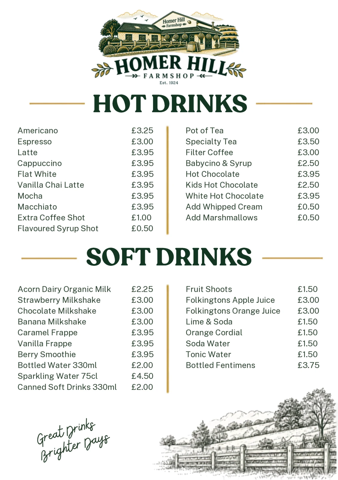 Preview of Homer Hill's current drinks menu